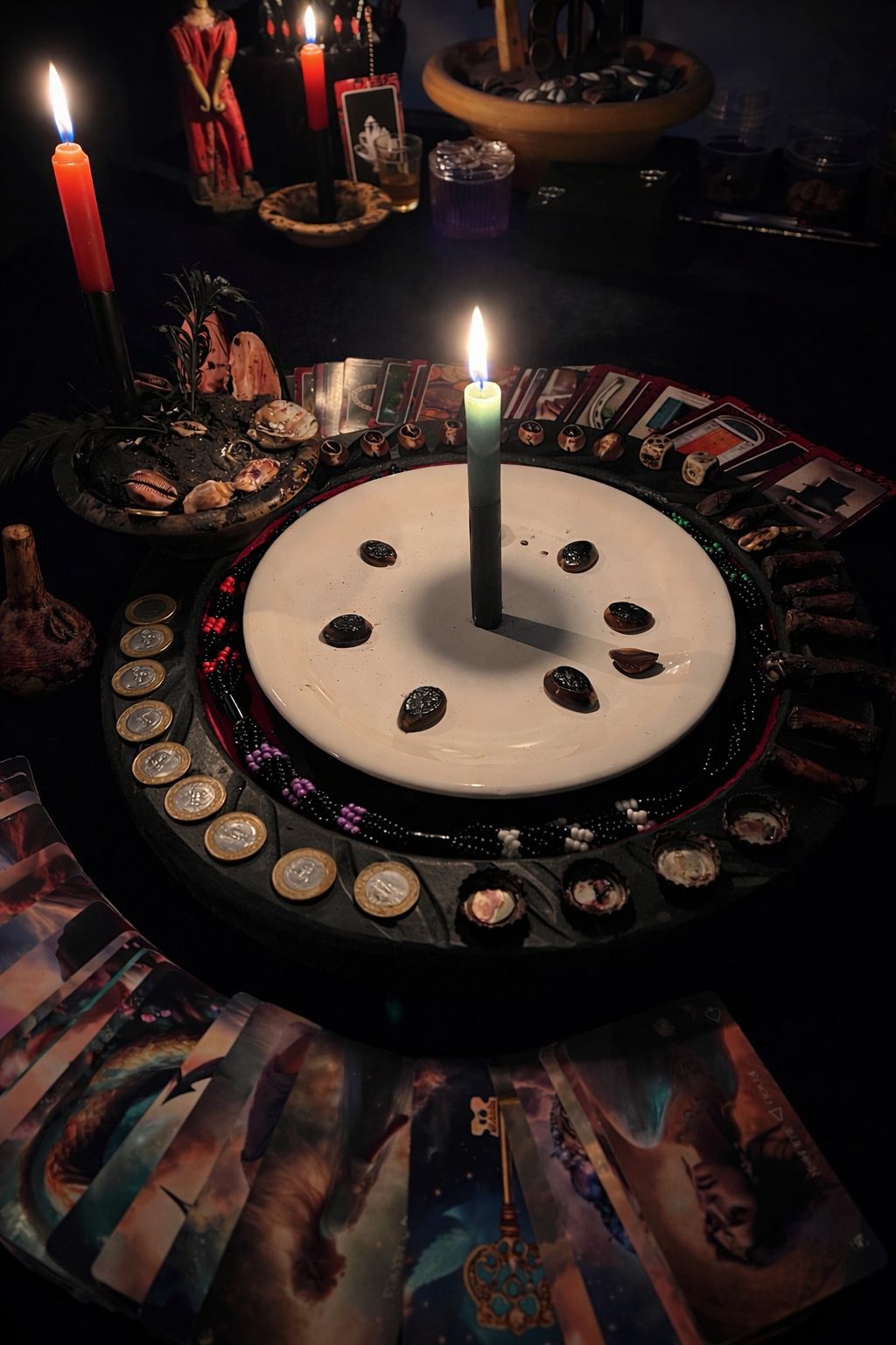 Búzios, velas e oferendas — oráculo de Exu na Quimbanda